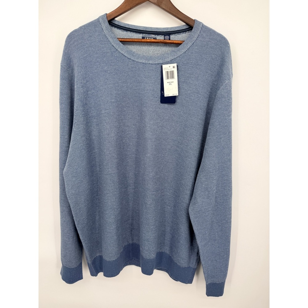 IZOD Sweater Mens XXL Bijou Blue NEW Luxury Classics Crewneck Textured Knit